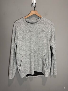 Lululemon At Ease Crew Heathered Melody Light Grey Black Sweatshirt M